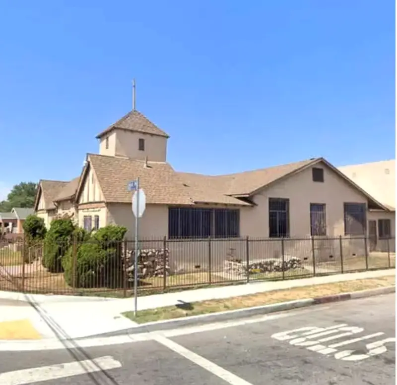 The Palm Lane church building and bell tower on Central Avenue